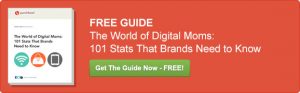 Screenshot of a free guide for "The World of Digital Moms: 101 Stats That Brands Need to Know"