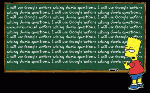 Bart saying "I will use google before asking a dumb question" form the Simpsons