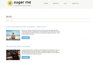 Screenshot of Sugar Me Magnolia's blog page as a demonstration of content marketing