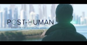 Screenshot of Post-Human short film scene of a man looking out into the city