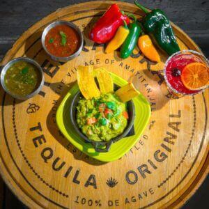 Top down view of guacamole in Agave Cocina
