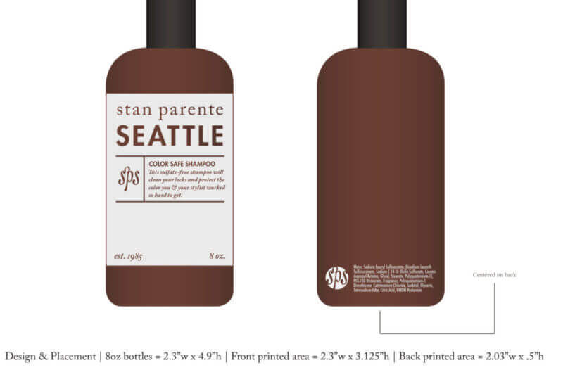 Screenshot of Stan Parente Seattle shampoo bottle
