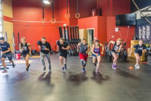 NWCrossfit class sprinting indoors