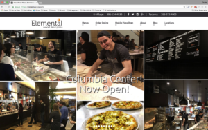 Screenshot of Elemental Pizza's home page