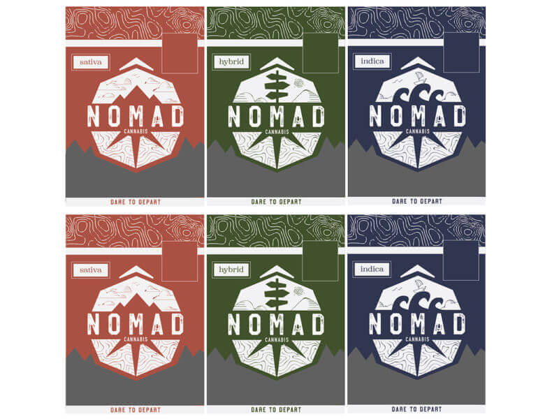 Nomad Cannabis logo in red, green, blue