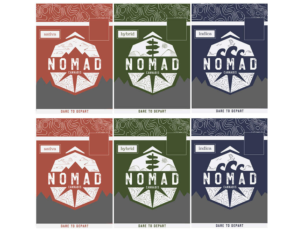 Nomad Cannabis logo in red, green, blue