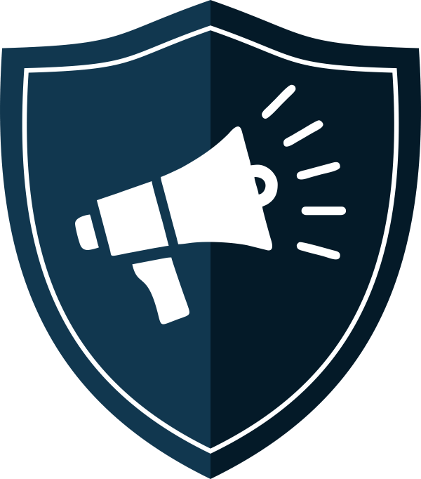 Icon of a shield with a megaphone on it