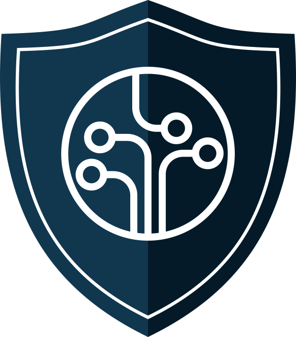 Icon of a shield with computer wiring on it