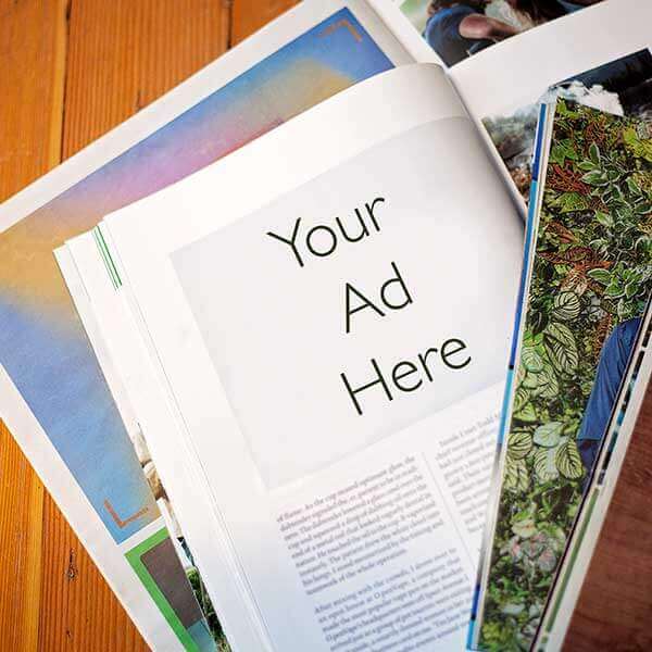 Magazine with "your ad here" listing