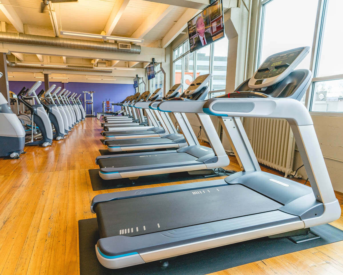 Line of running machines at Soul Fitness Club
