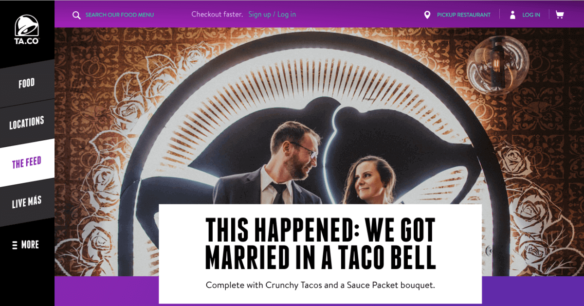 Screenshot of Taco Bell's page on "The Feed"
